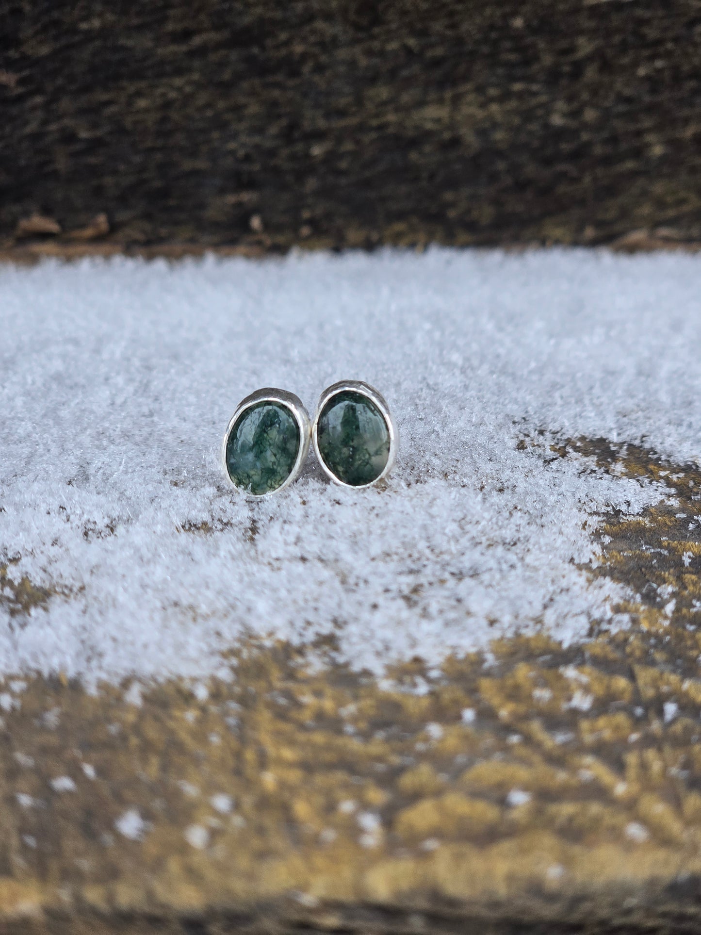 Moss Agate Studs