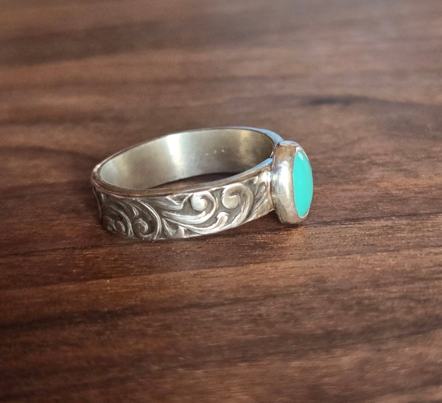 Turquoise Scroll Ring Sz. 8.5