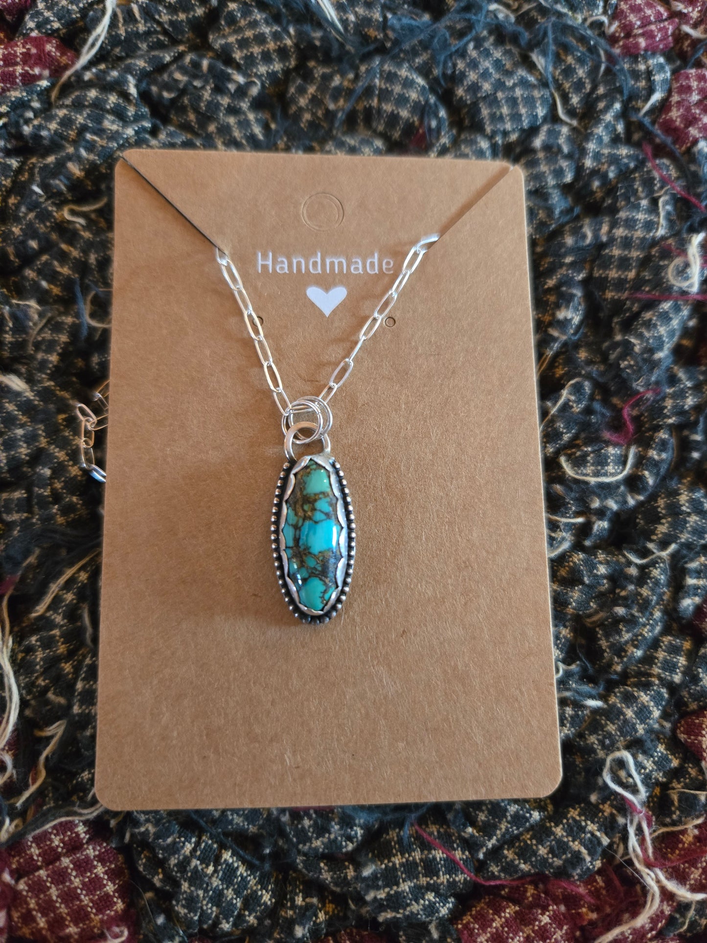 Scalloped Moon River Turquoise Necklack