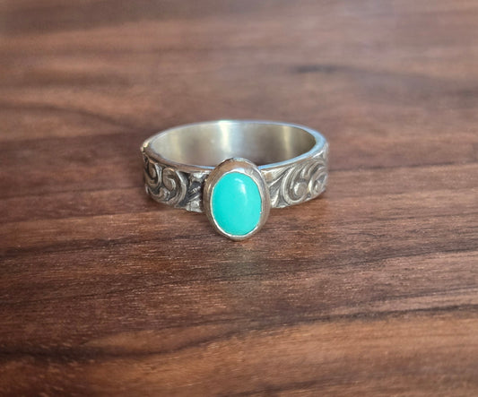 Turquoise Scroll Ring Sz. 8.5